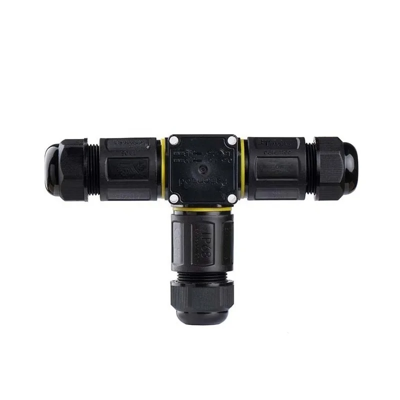 M25 Tee Waterproof Connector IP68 T Type One in Two Out, Lighting Cable Quick Connector
