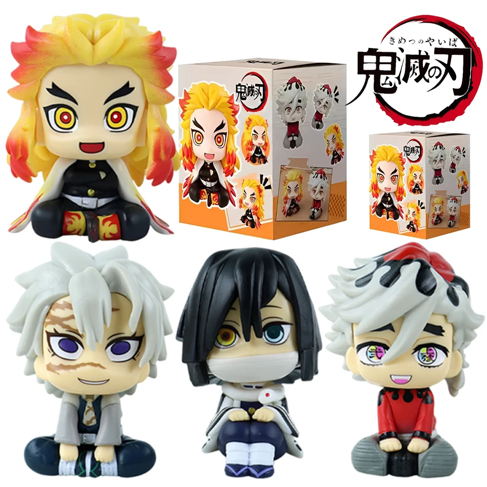 Anime Demon Slayer: Kimetsu no Yaiba – Flammen-Säule Aprikose Shoulang & Wind-Säule Shimomi Sitzfigur PVC-Modell Desktop-Anime-Spielzeug-Ornament