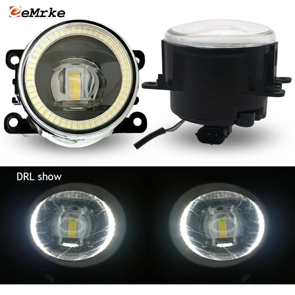 Pair Upgrade LED Fog Lights For Fiat 500 FF/312 2012-2015 + Led Angel Eyes DRL Car PTF 30W with Lens Daytime Running Lamp