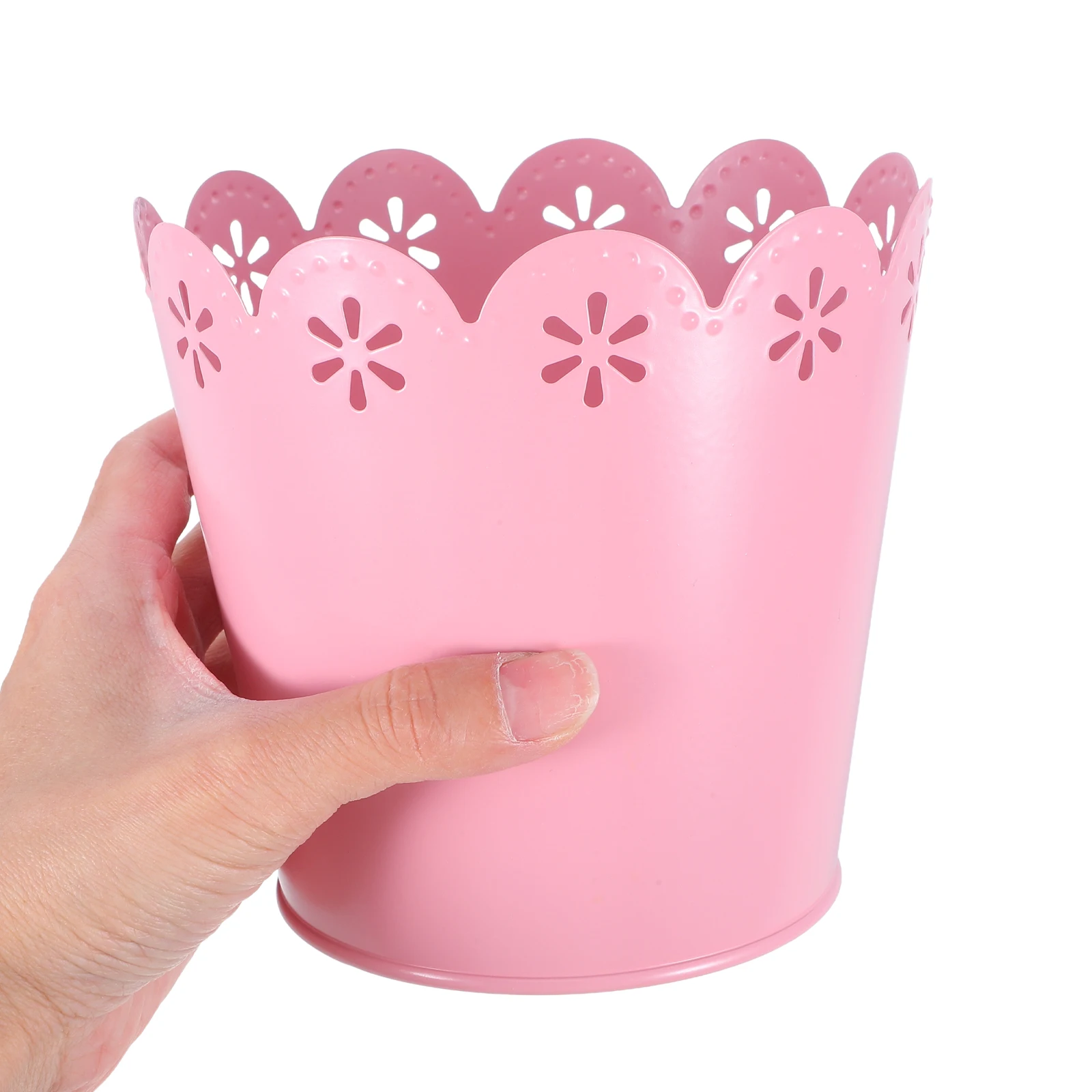 

Mini Trash Can Pink Iron Desktop Garbage Bin For Home Office Kitchen Countertop Small Wastebasket Pencil Holder Makeup Brush