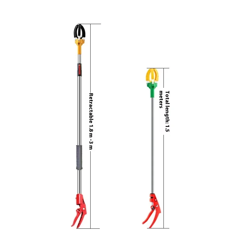 High altitude three-claw aluminum fruit picker, manual telescopic rod, mango avocado industrial DIY-level customization, custo