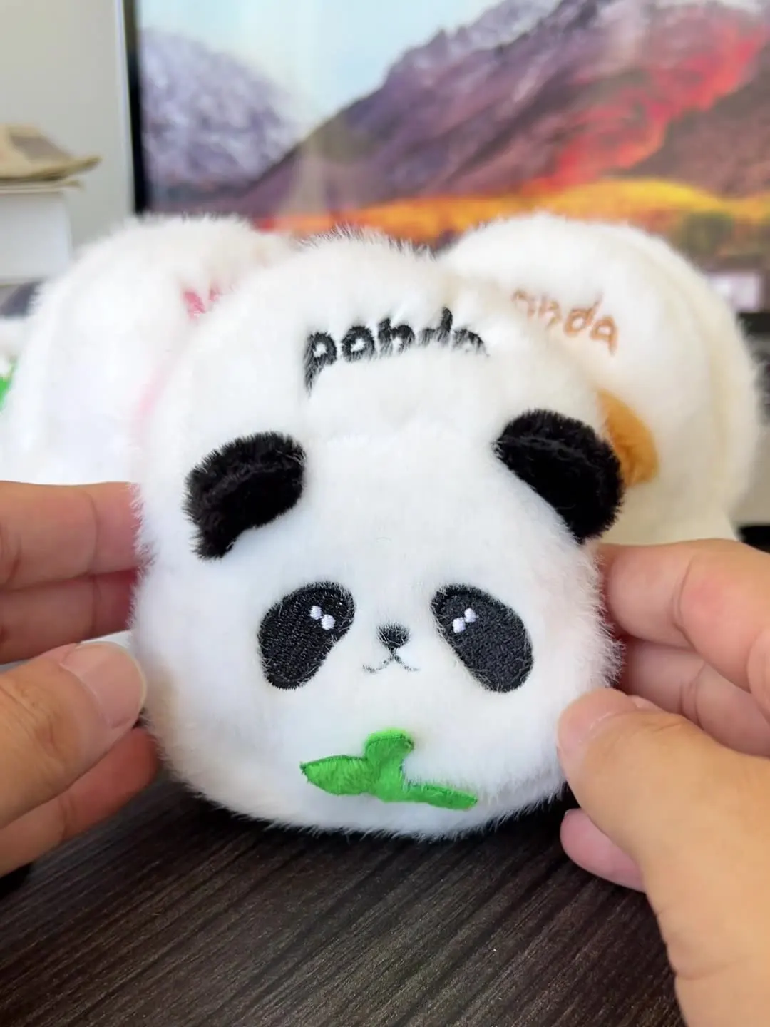 Pandas love to eat bamboo peluche portamonete borsa ciondolo utile portachiavi decorare coppia morbida regalo di compleanno