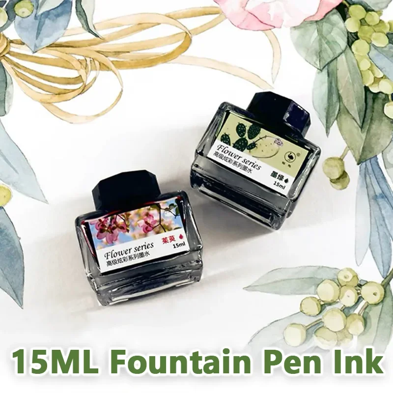 12/48 Colors 15ml Fountain Pen Ink Multicolour Glass Bottled Writing Calligraphy Writing Stationery Office School ink Supplies