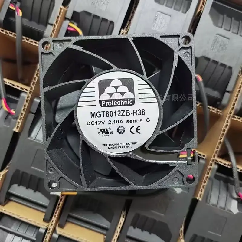 MGT8012ZB-R38 80mm Fan for YONGLI High-Power Waterproof Fan: 80x38mm 12V 2.1A (13000RPM) w/ FG/PWM for Motorcycle Modification