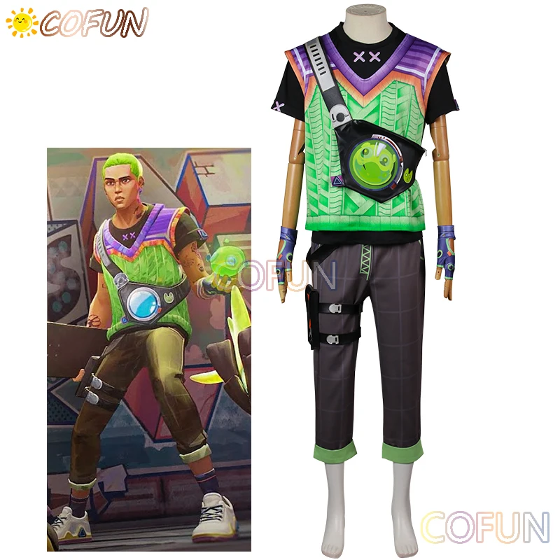 

COFUN [Customized] Game Valorant Gekko Colleagues Cosplay Costume Halloween Outfits Women Men Shirt Vest Pants Bag Gloves