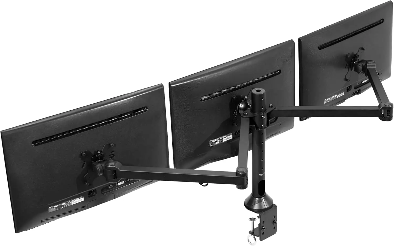 Triple Monitor Desk Mount for 23-32 inch Screens, Heavy Duty Articulating VESA Stand, Fully Adjustable, Holds 3 Monitors, Black
