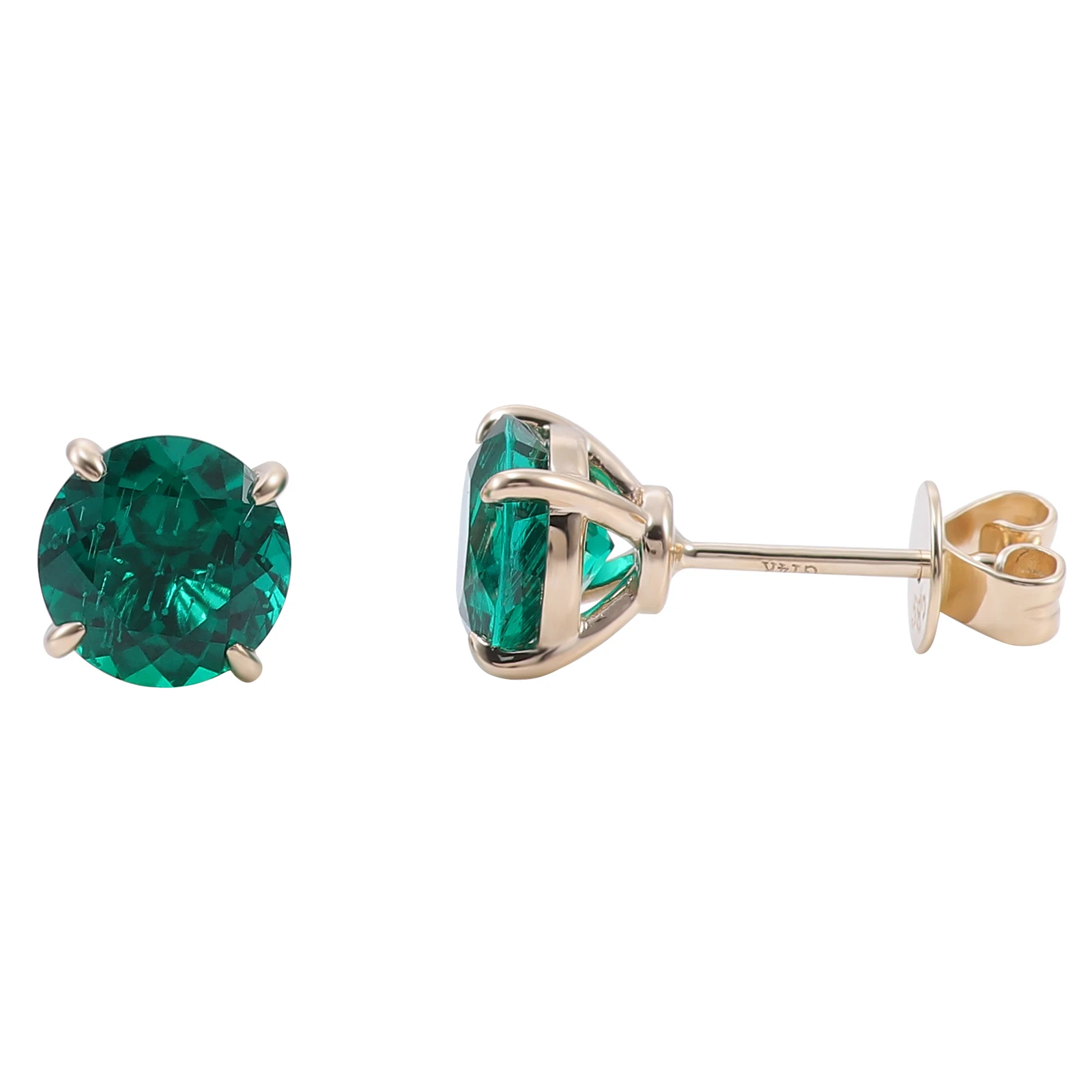 

Provence 18K White Gold Solitaire Stud Earrings With 6.5mm Round Lab Emerald For Lady‘s Jewelry Classic Design Stud Earrings