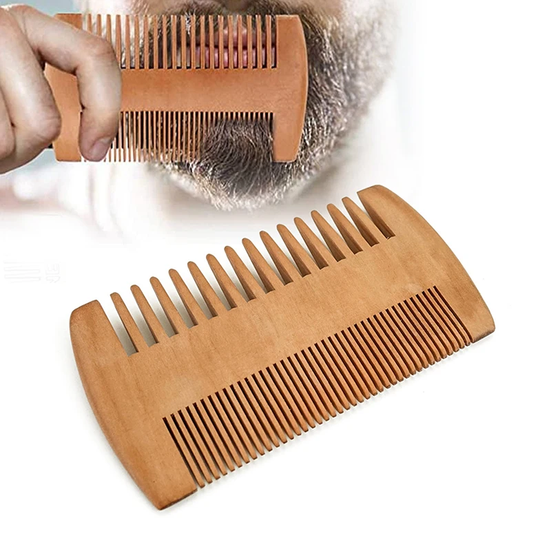 /YOV/Natural Wood Hair Brush Beard Comb Anti-Static Double-Sided Mustache Pocket Comb Brushing Hair Care Tools For Men Gift