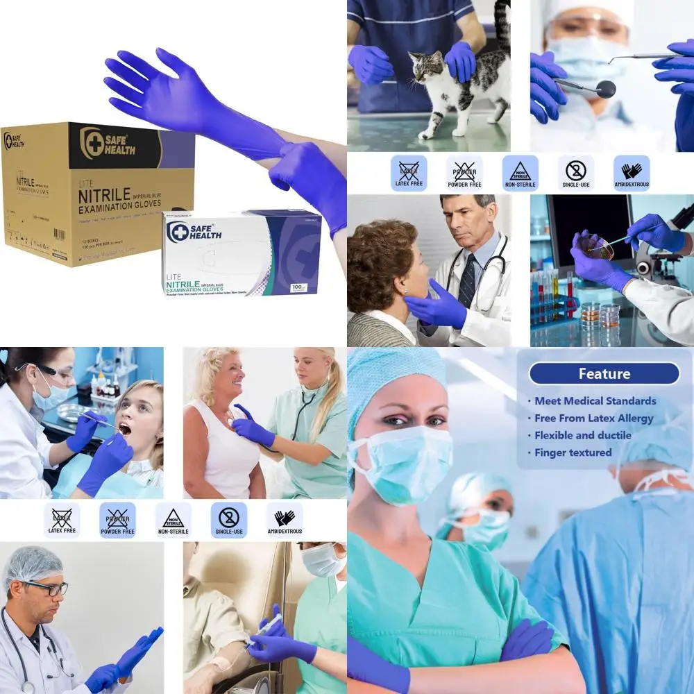 

Одноразовые нитриловые перчатки - без латекса, без пудры, 3,5 мил, синие, медицинского класса, подходят для осмотров и уборки.