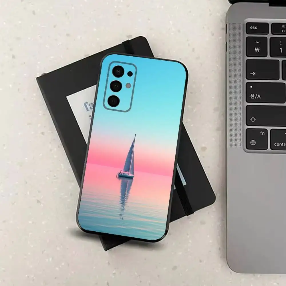 Painting Art Sailing Boat Phone Case For Samsung Galaxy A73,91,80,72,51,53,52,71,22,5G,Note,J7,8,9 Soft Black Cover