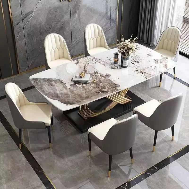 Slate household living room high-end rectangular small apartment eating table