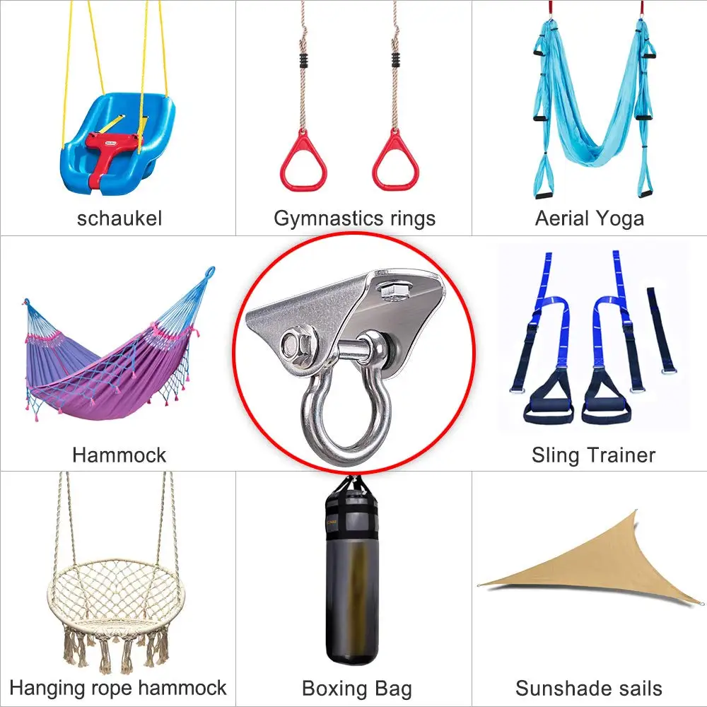 Aerial Swing Hangers 500kg Capacity Ceiling Mount for Yoga Hammock Chair Sandbag Punch Bag 304 Stainless Steel Swing Accessories