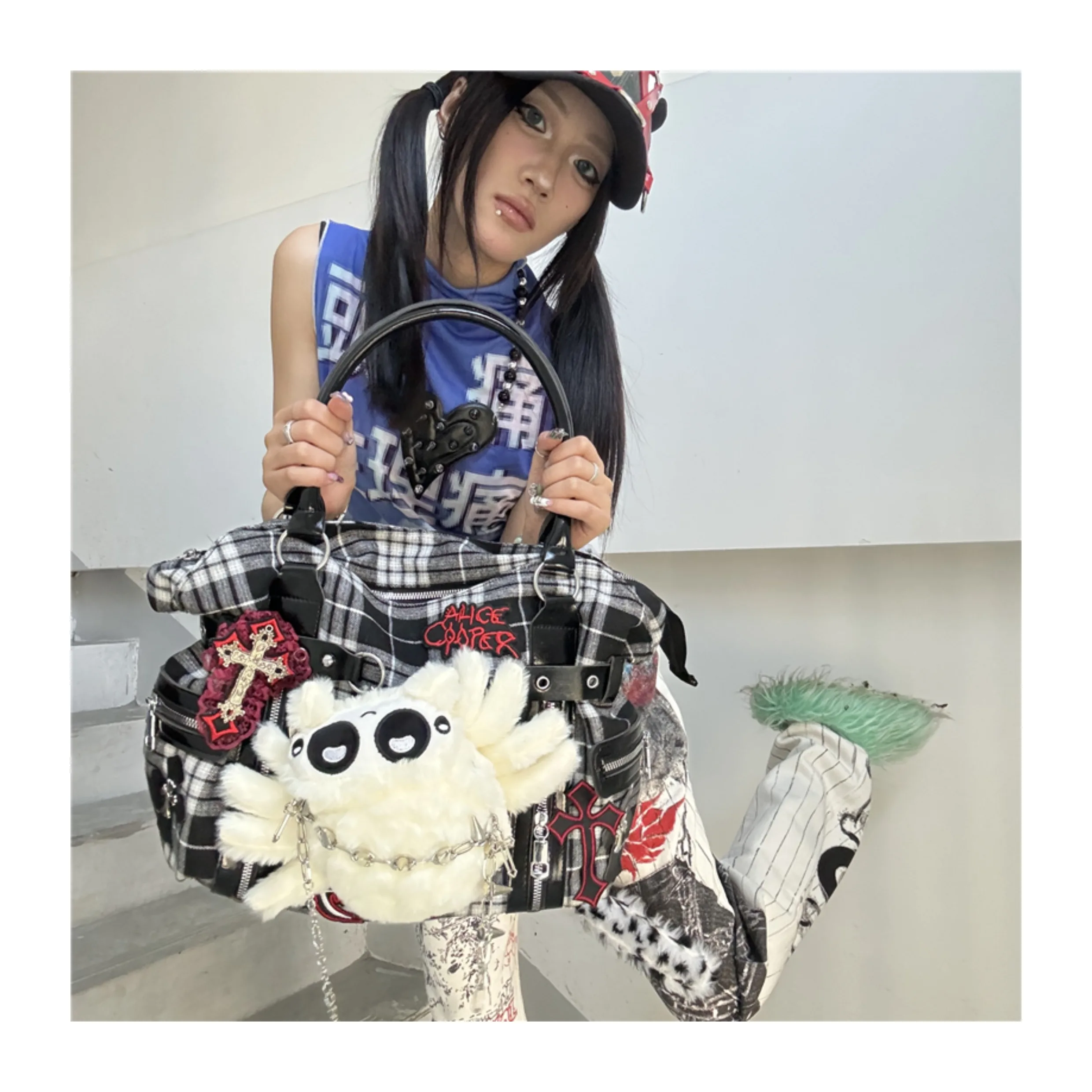 Original Shoulder Bag Yabifeng Y2K Spider Goth Cute Handbag Personalized Girl Niche Large Capacity Commuter Underarm Bag Woman