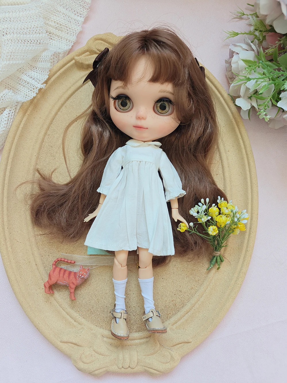 

Новая одежда для кукол blythe, весенний универсальный комплект белой юбки ручной работы, 28-30 см, OB22 OB24, одежда для кукол AZONEblythe, аксессуары, платье