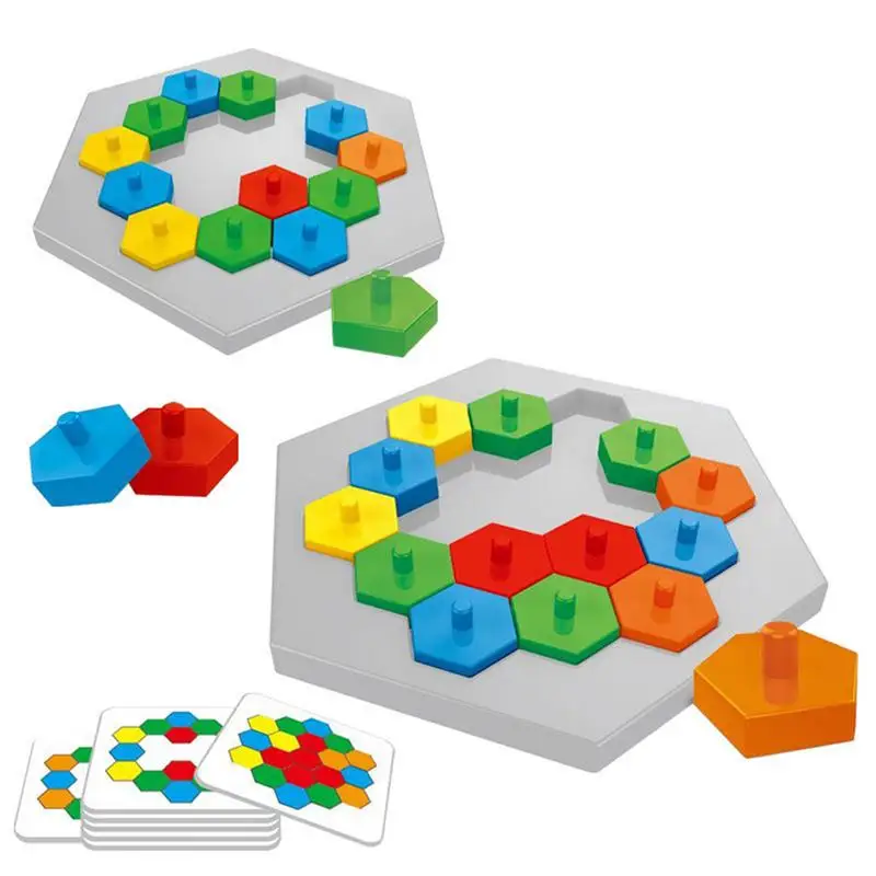 Matching Puzzle Game Hexagon Board Game Shape Color Matching Montessori Educational Learning Toys Parent-Child Interactive