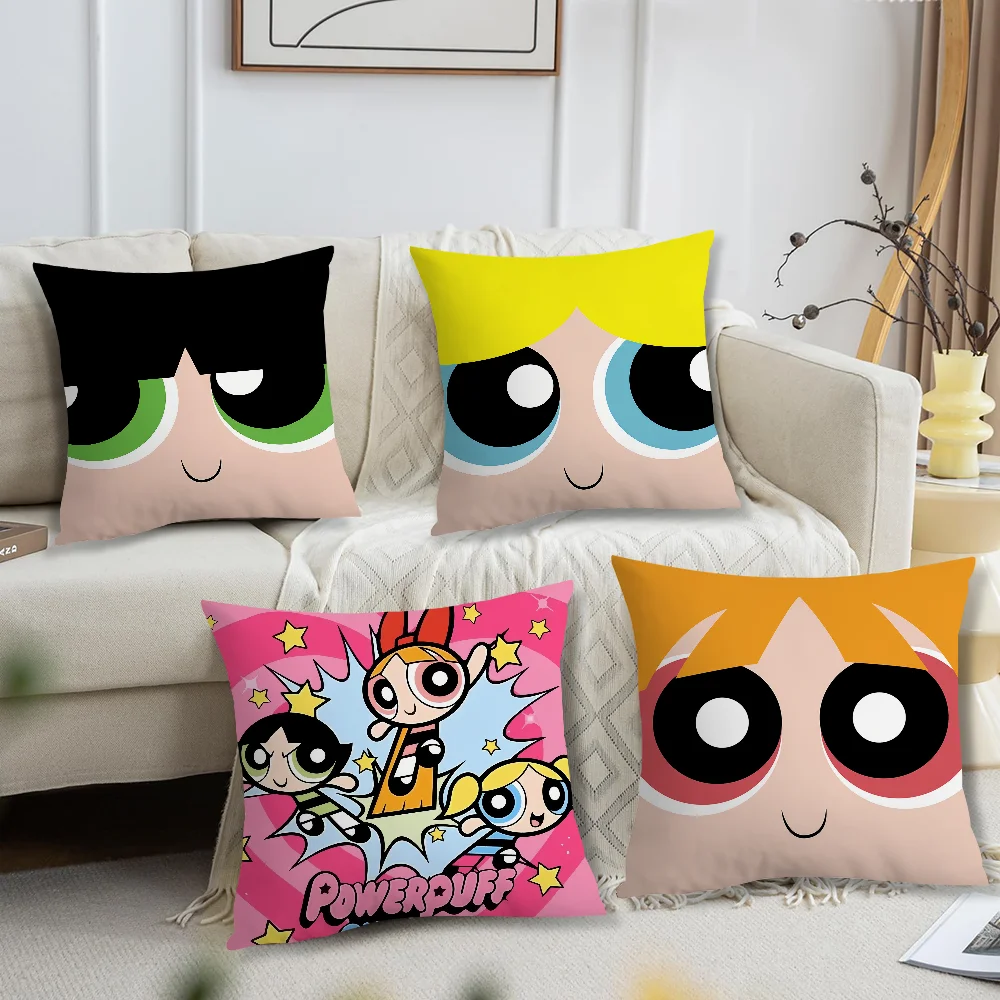 Cartoon The Cool Girls cushion cover Pillow Case Sofa Bedroom Living P-Power-puffS Room Bedside Table Backrest Printing Square