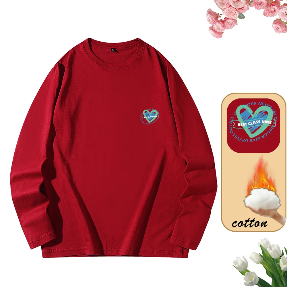 

Long sleeves Women's sports T-shirt Korean version Long Sleeve Shirts Warm top 2024 New 100% pure cotton Sports Top keep warm