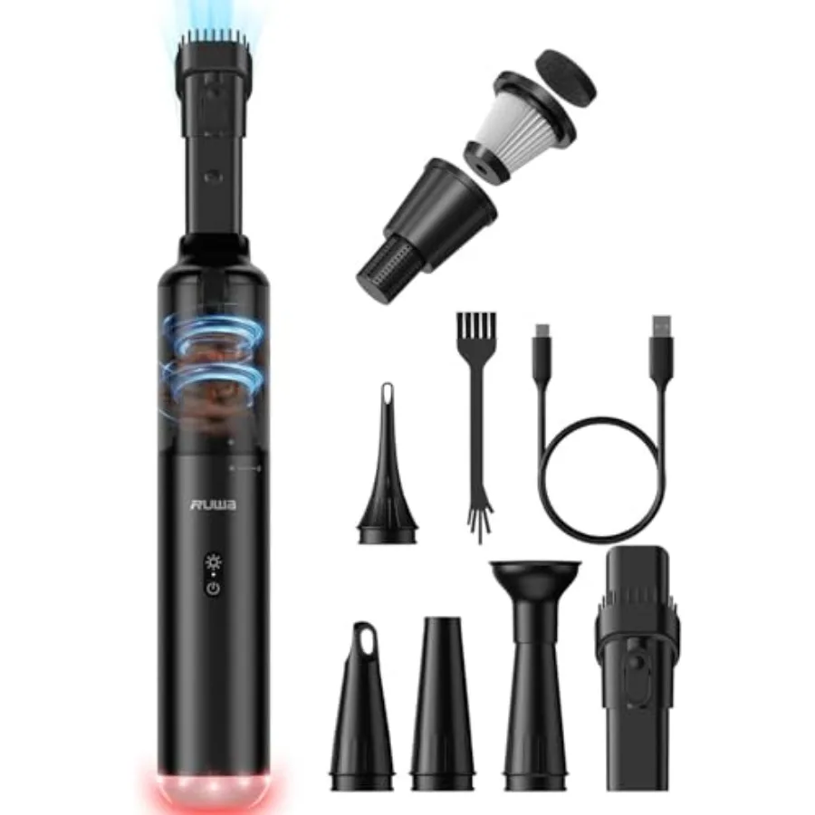 

Автомобильный пылесос, ручной, беспроводной, перезаряжаемый, 14 000 Па, высокая мощность, 2 скорости, контейнер для пыли 300 мл, легкий, портативный