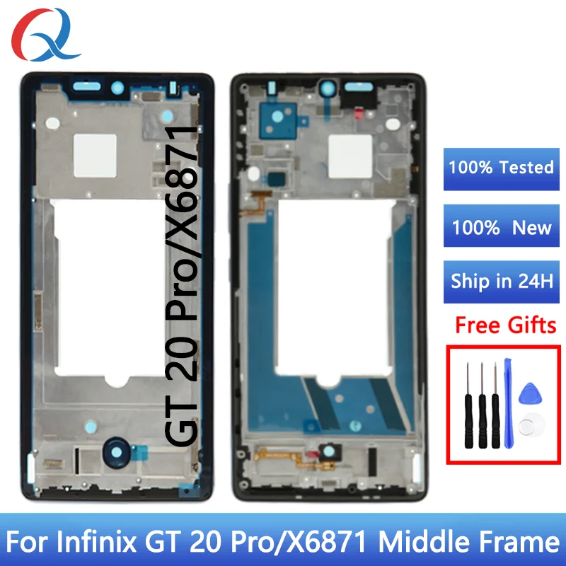 Marco medio para Infinix GT 20 Pro X6871, pieza de repuesto de bisel de carcasa frontal de marco medio con llave de botón lateral