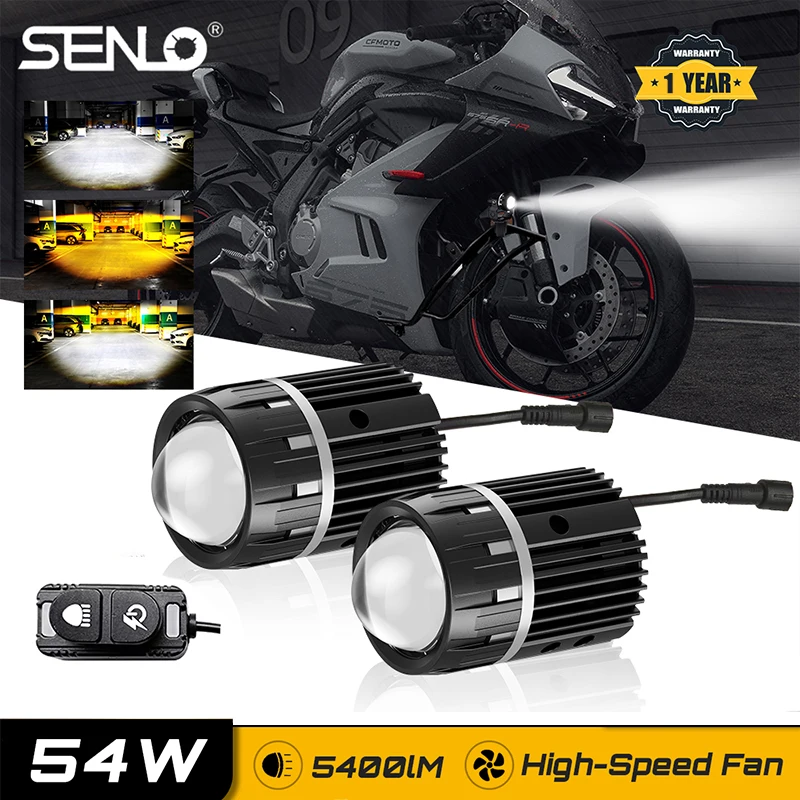 Image of 2 Stück Senlo M1 Pro Mini-Projektorlinse Nebelscheinwerfer Motorrad-Zusatz-LED-Fahrlicht 54W 5400LM Scheinwerfer Motorradzubehör