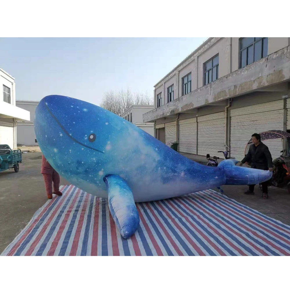 Simulated Inflatable Whale With LED Lights Hanging Air Sealed Shark Model Marine Theme Humpback Animal Decoration For Sale