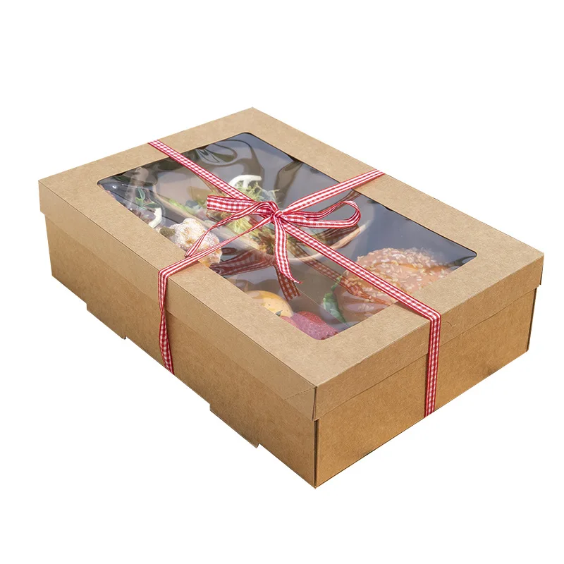 Customized Disposable Picnic Box Outdoor Camping Kraft Paper Packing Box Fruit Dessert Bento Spring Outing Popular Fruit Box