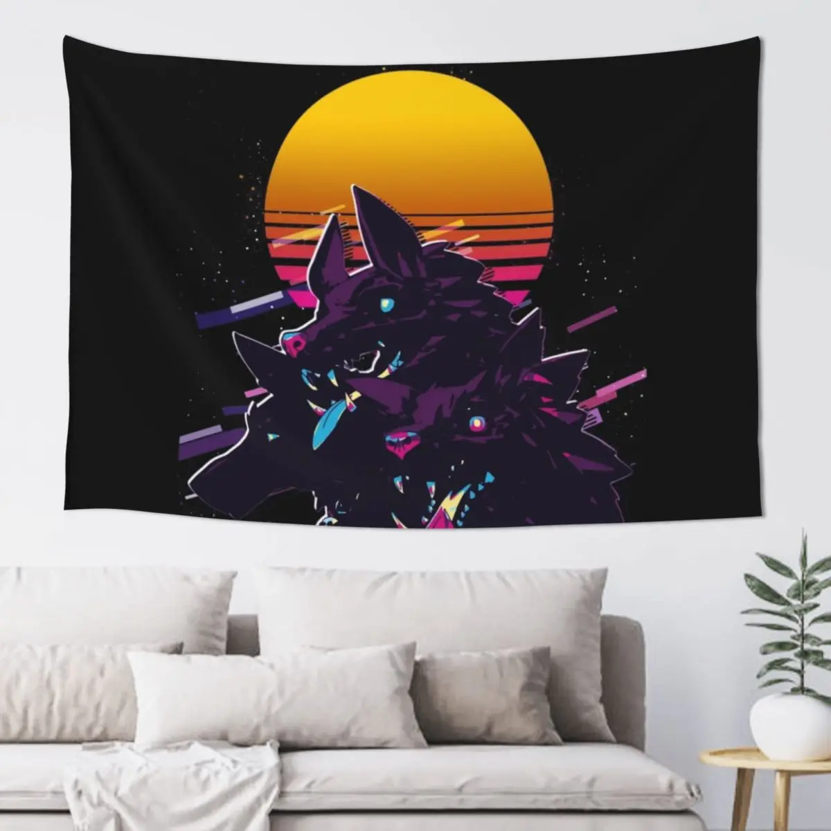 

Cerberus - Hades (80s Retro) Tapestry Wall Decoration Room Decorations Aesthetic Outdoor Decor Home Decor Aesthetic Tapestry