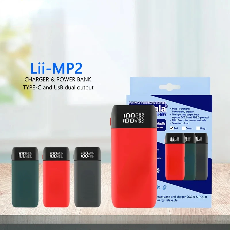 

Lii-MP2 21700 18650 Power Bank QC3.0 Fast Charging Type-C INPUT USB Charger 20700 Mobile Power LCD Battery Charger