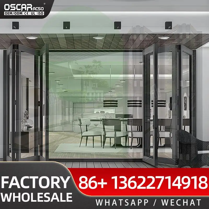 

Современная складная сетка из алюминиевого сплава, стеклянная панель, дверь для использования виллы, подходит для складных дверей на открытом воздухе и жилых местах