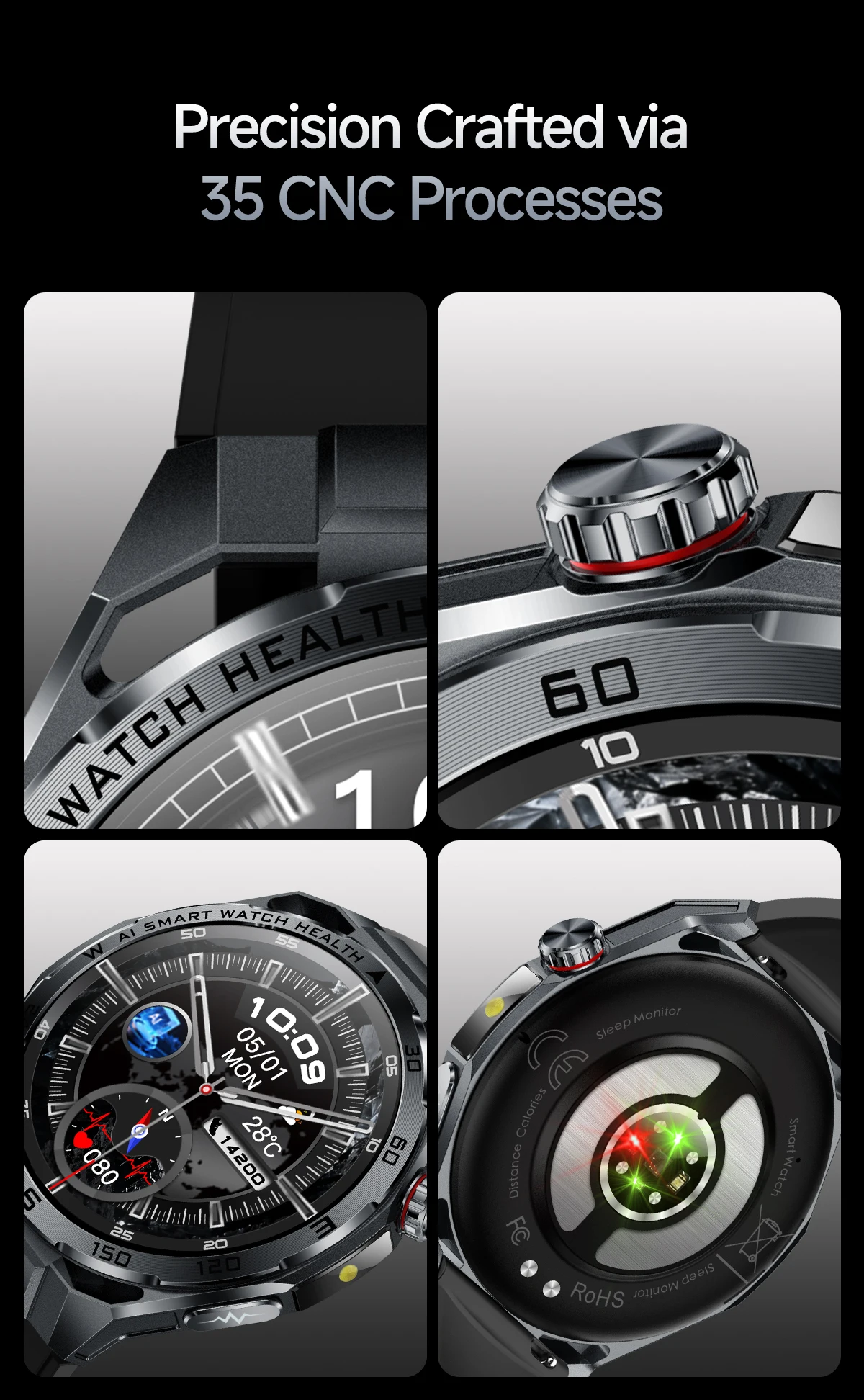2026 Neue KI-gestützte EKG-Smartwatch in medizinischer Qualität mit 1,53'' Saphirglas, Herzfrequenz-, Blutfett- und Harnsäure-Monitor, Bluetooth-Anruffunktion – Detail 5