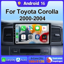 Android 16 Carplay Car Radio Multimedia For Toyota Corolla E120 2000 - 2004 navigation video DVD Autoradio Stereo 2din 4G+wifi