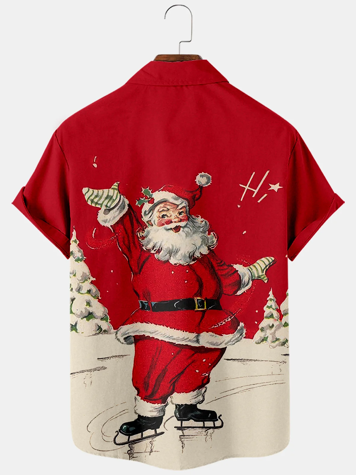 New Cross Santa Series 3D Digital Printing Trend Loose Short Sleeve Shirt Men's Top