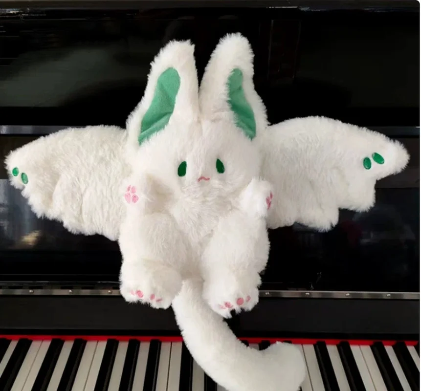 New Spot Bat Rabbit Plush Toy Soft White Flying Bat Rabbit Plush Doll Cute Plush Animal Home Decorations Indoor Ornaments