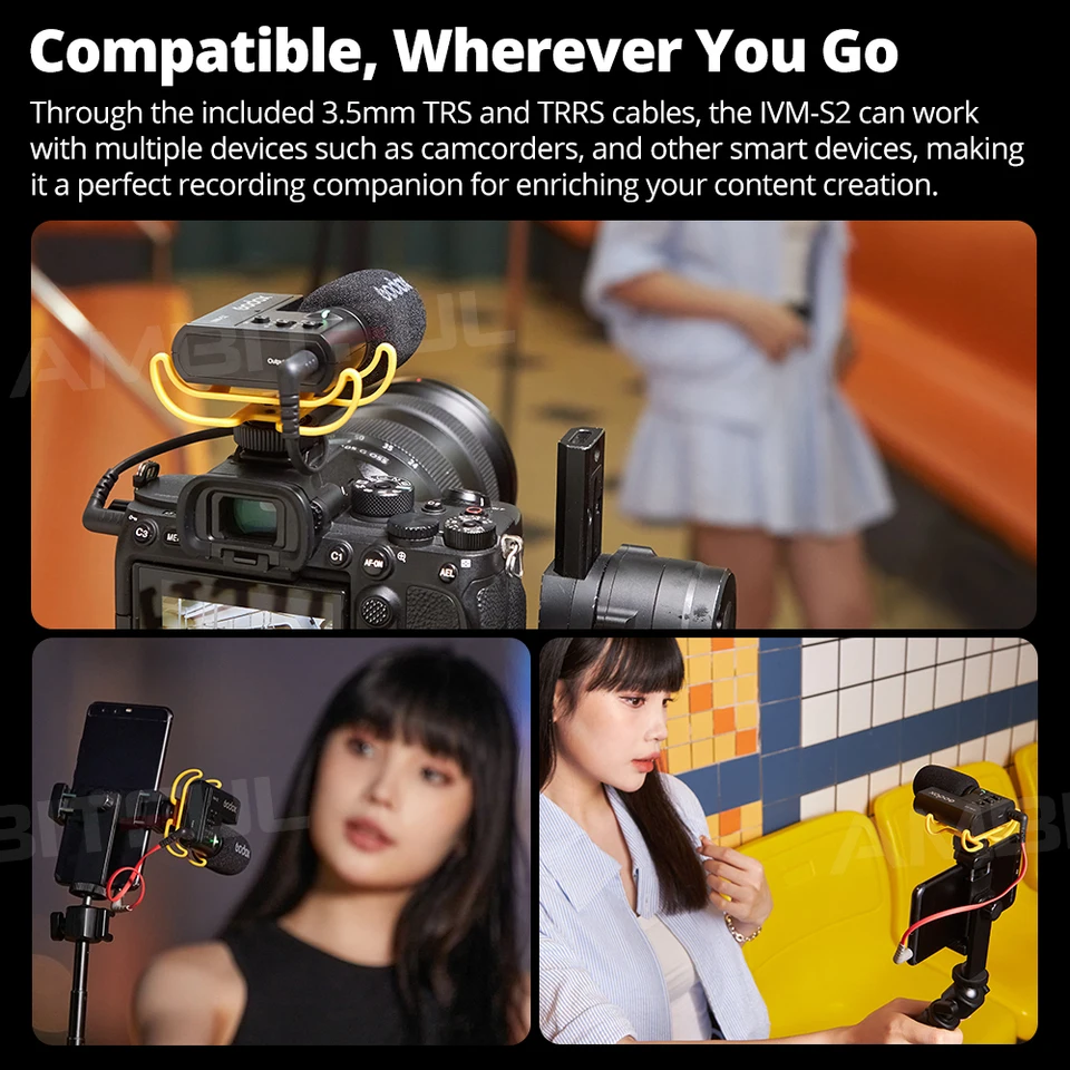 GODOX IVM-S2 Pistolenmikrofon, Mobiltelefon, Mikro-Spiegelreflexkamera, Live-Aufnahme, Interview, Kondensatormikrofon