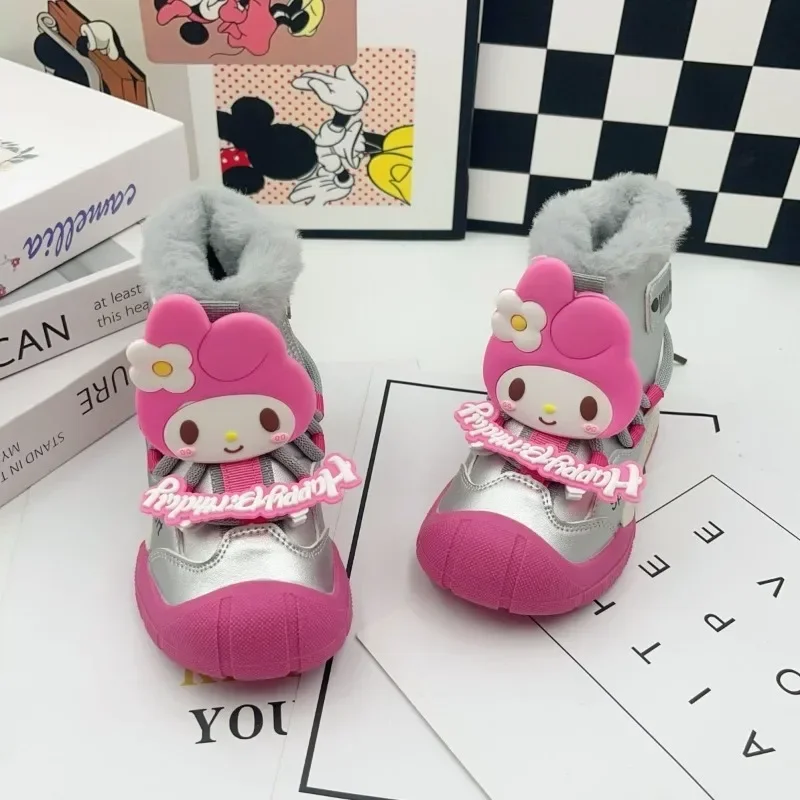 

Sweet My Melody Anime Kawaii MINISO Fashion Children Warm Boots Cute Cartoon Ins Snow Martin Bcotton Shoes Gifts for Kids