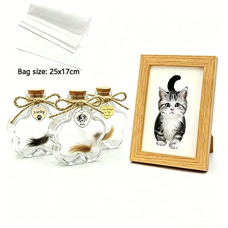 

Custom Photo Engraved Pet Memorial Glass Bottle Personalized Dog Cat Keepsake For Ashes Fur Hair