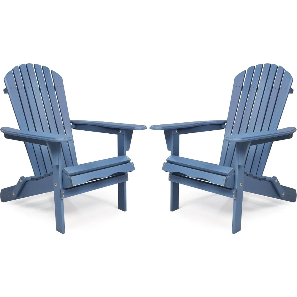 

Wooden Folding Adirondack Chair Set of 2, Pre-Assembled BackRest Wood Lounge Chair for Outdoor Patio Garden Lawn Backyard Deck P