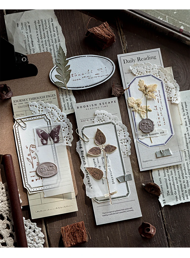 Morning Rain Spitzenrand-Haftnotizen Hochwertige Nicht-Klebende Etiketten Vintage Journal-Material Hintergrundpapier DIY-Dekoration – Detail 12