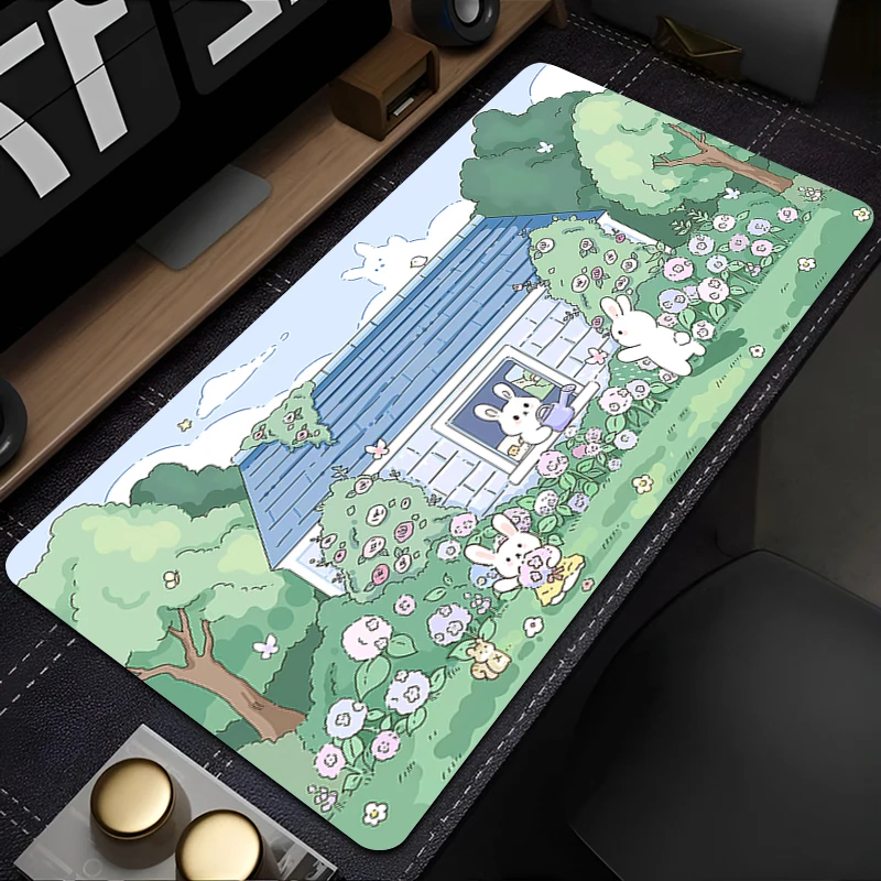 

Green plant Mouse pad Kawaii non-slip rubber large table pad computer accessories keyboard pad Game PC carpet Anime Mousepad XXL