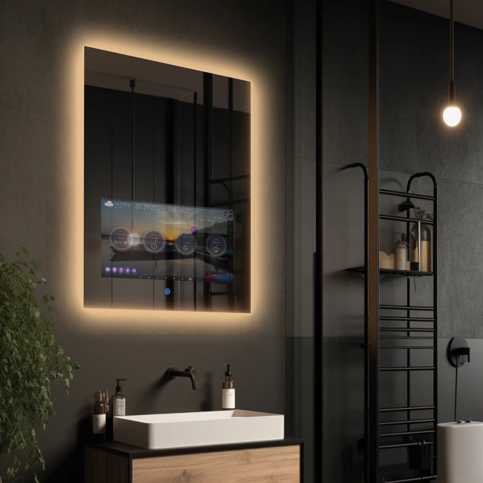 Customize High Quality Mirror TV Haoguang Magic Mirror 21.5inches Bathroom TV With Certifications
