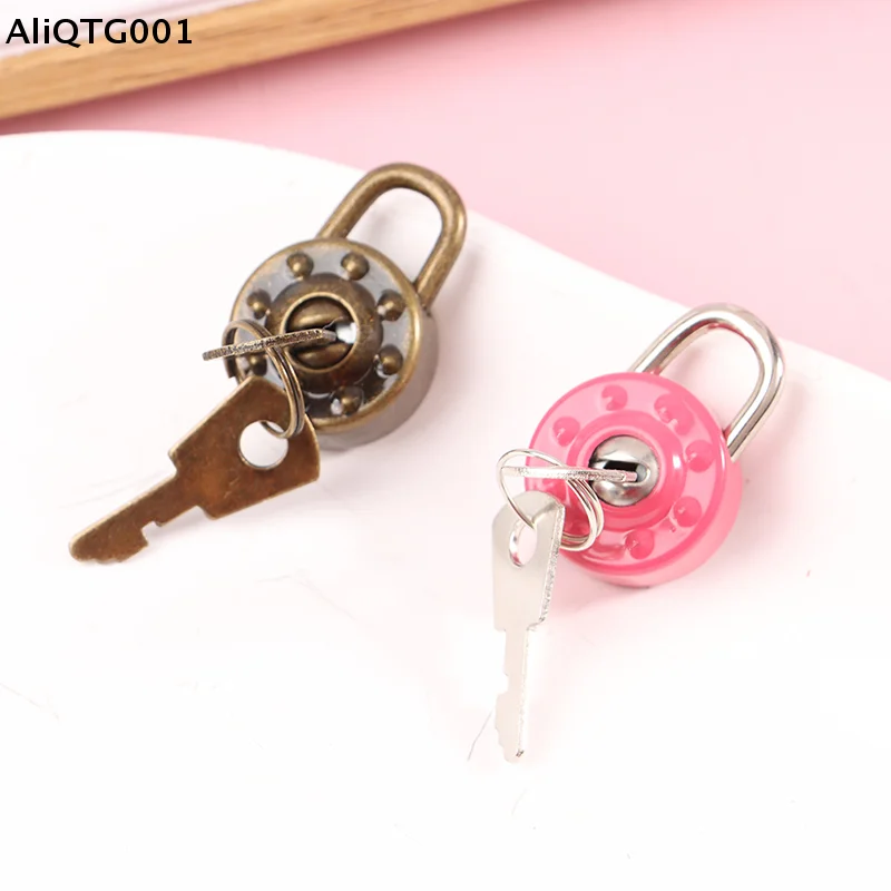 Mini round Shape Padlock Set for Travel - Luggage Hardware Locks with Keys for Wedding Jewelry Box Diary Book Suitcase
