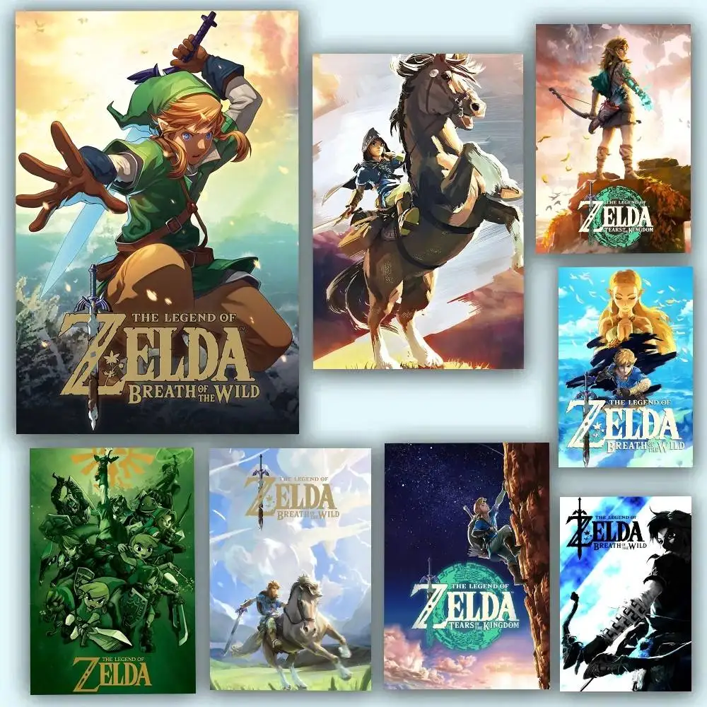 Anime L-Legend Video Game Z-Zeldas Poster, selbstklebend, wasserfest, ideal für Wohnzimmer, Schlafzimmer, Bar-Dekoration