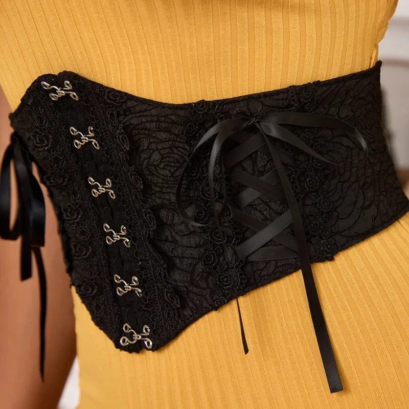 Woman Wide Elastic Lace Belt Corset Curved Waistband Strap Slimming Waist Belt Hot Girls Corset Cummerbunds Apparel Accessories