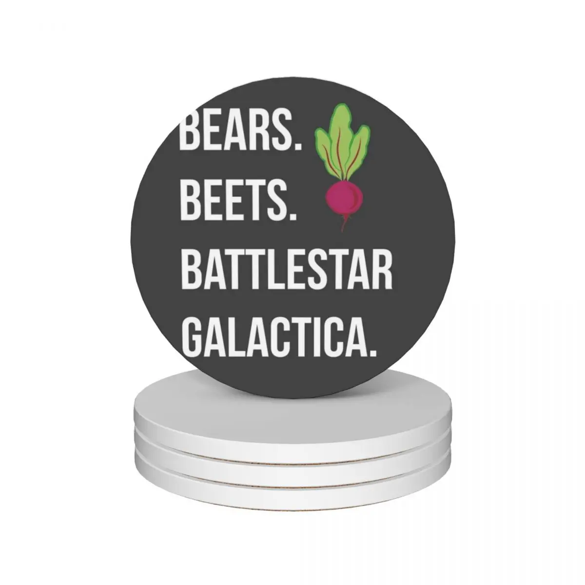 Bears. Beets. Battlestar Galactica. - The Office Ceramic Coasters (Set of 4) ceramic set holder Coasters