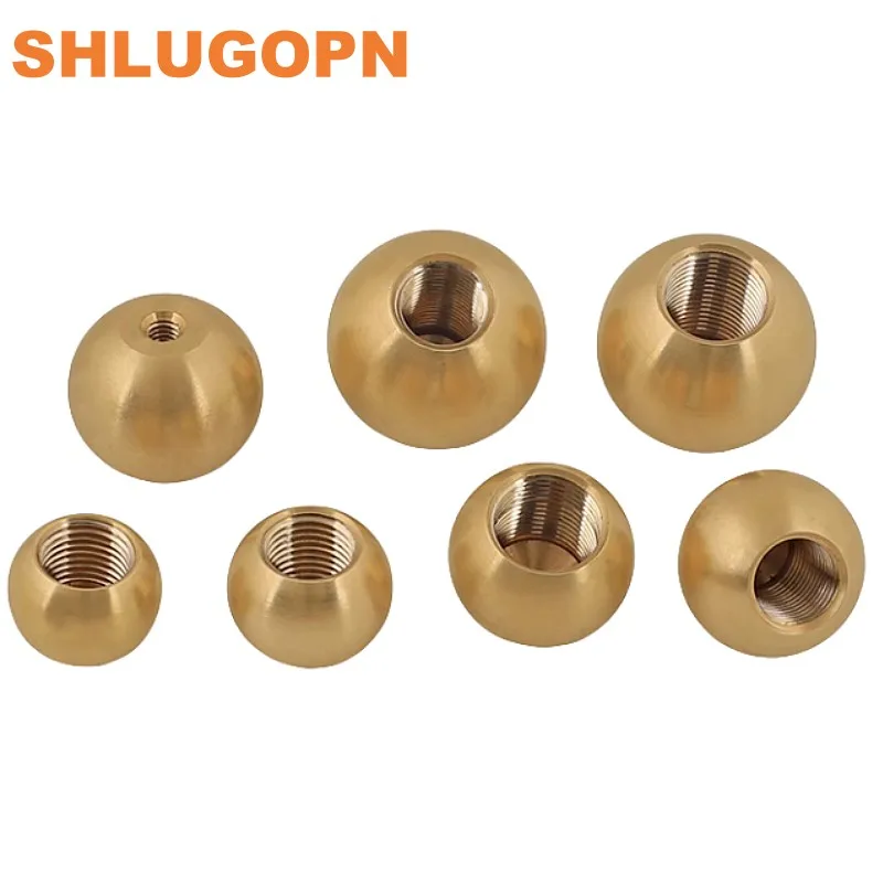 SLGP1-10pcs Dia M3M4M5M6M10M12 Spherical Thread Brass Copper Solid Ball Nut perforated round Metal ball head with hole Screw Use