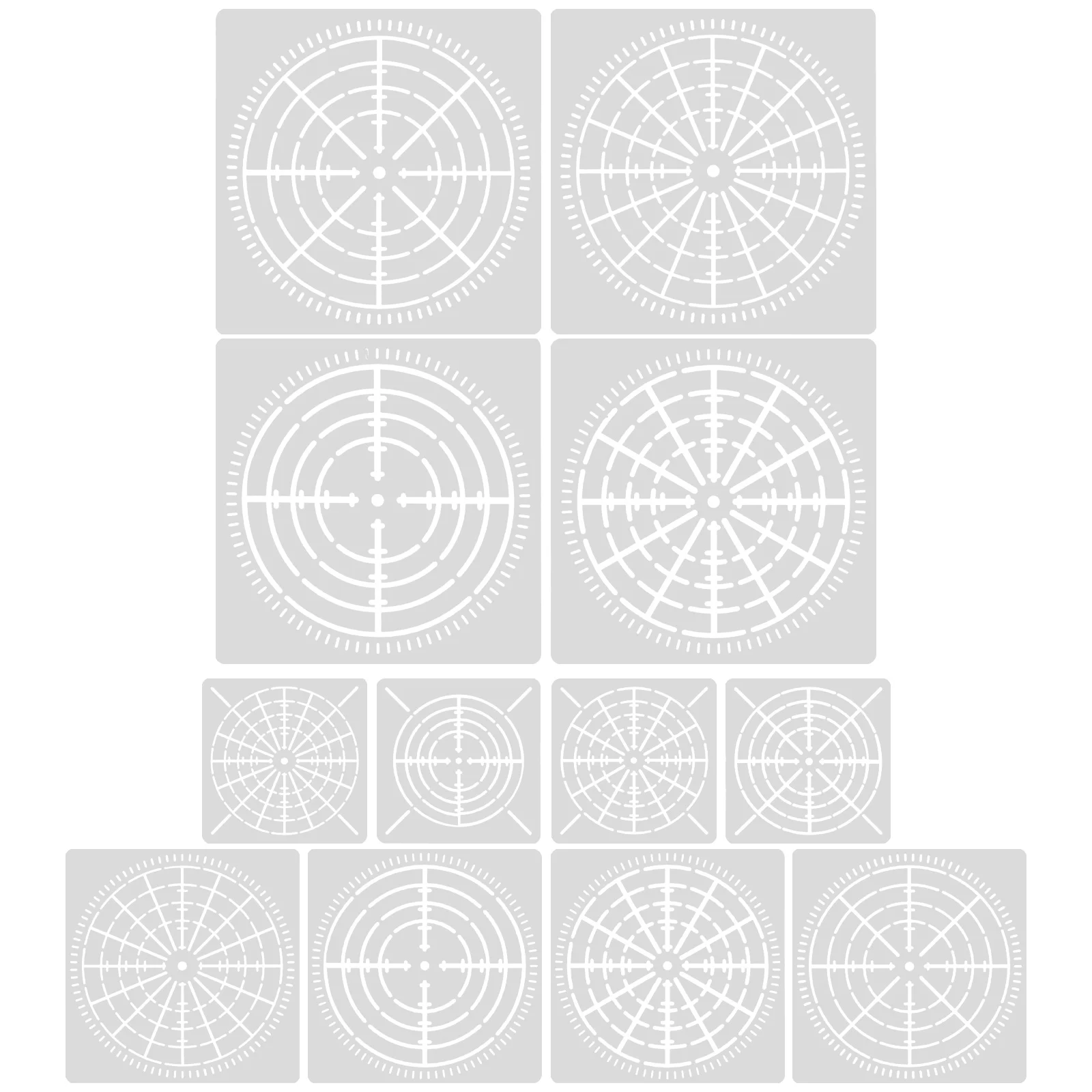 

12 Sheets Reusable Painting Templates Small Stencils Dot Drawing Craft Decor Geometry Tools Web PatternsStencil Design DIY