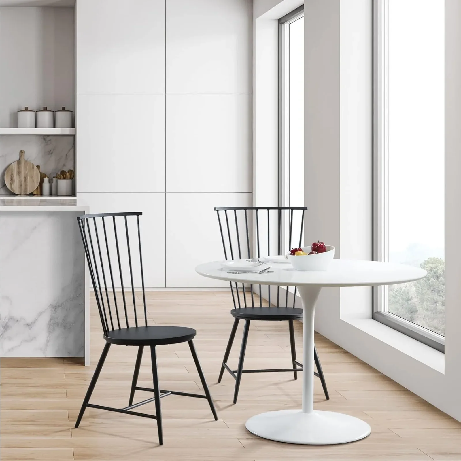 US Metal Dining Room Chair with Curved Back, Dining Room, Living Room, Bedroom