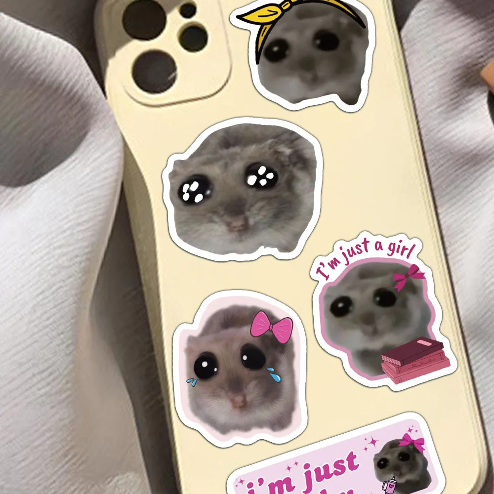 56 buah stiker Meme Hamster sedih lucu hanya stiker grafiti anak perempuan stiker tahan air koper Laptop gitar ponsel DIY