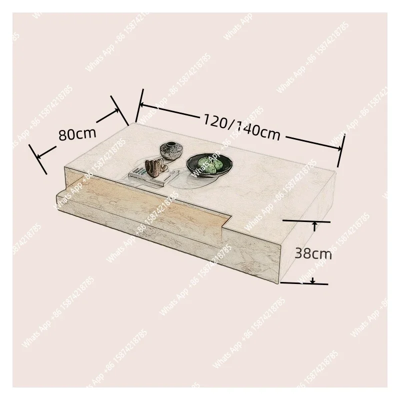 XS Rectangular Jade Marble Coffee Table, Artistic Designer Luxury Stone, Heat & Scratch Resistant, Natural Veining, Customizabl