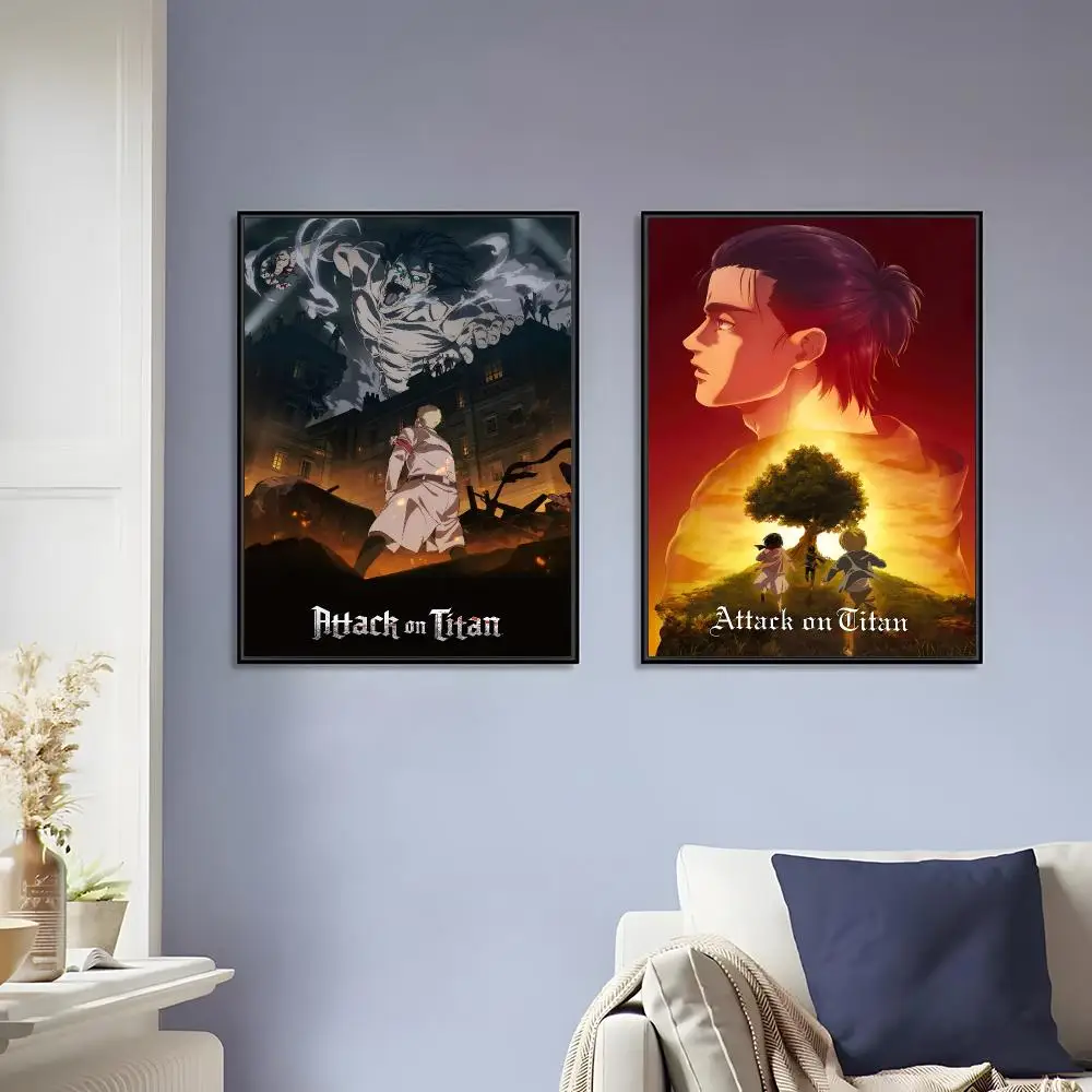 A-Attack On Anime TitaN-N Painting Calligraphy Canvas Painting Art For Bathroom, Living Room Home Wall Decor Picture